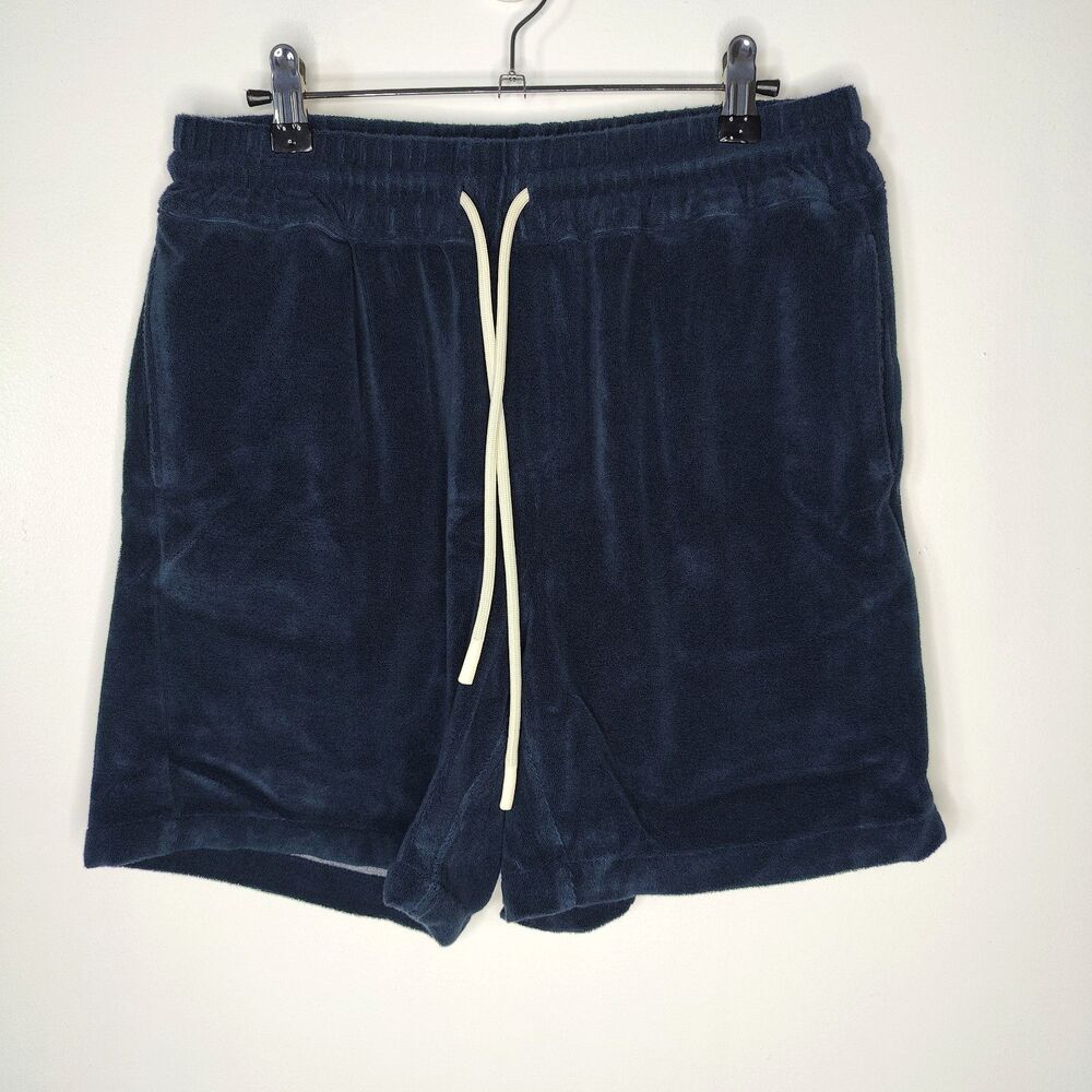 Portuguese Flannel Atlantico Fuzy Drawstring Shorts Navy Mens Medium